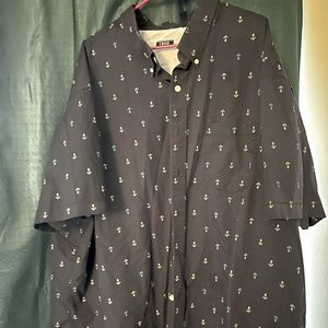 IZOD Men's Big & Tall 4XL Blue Anchor Button Down Shirt